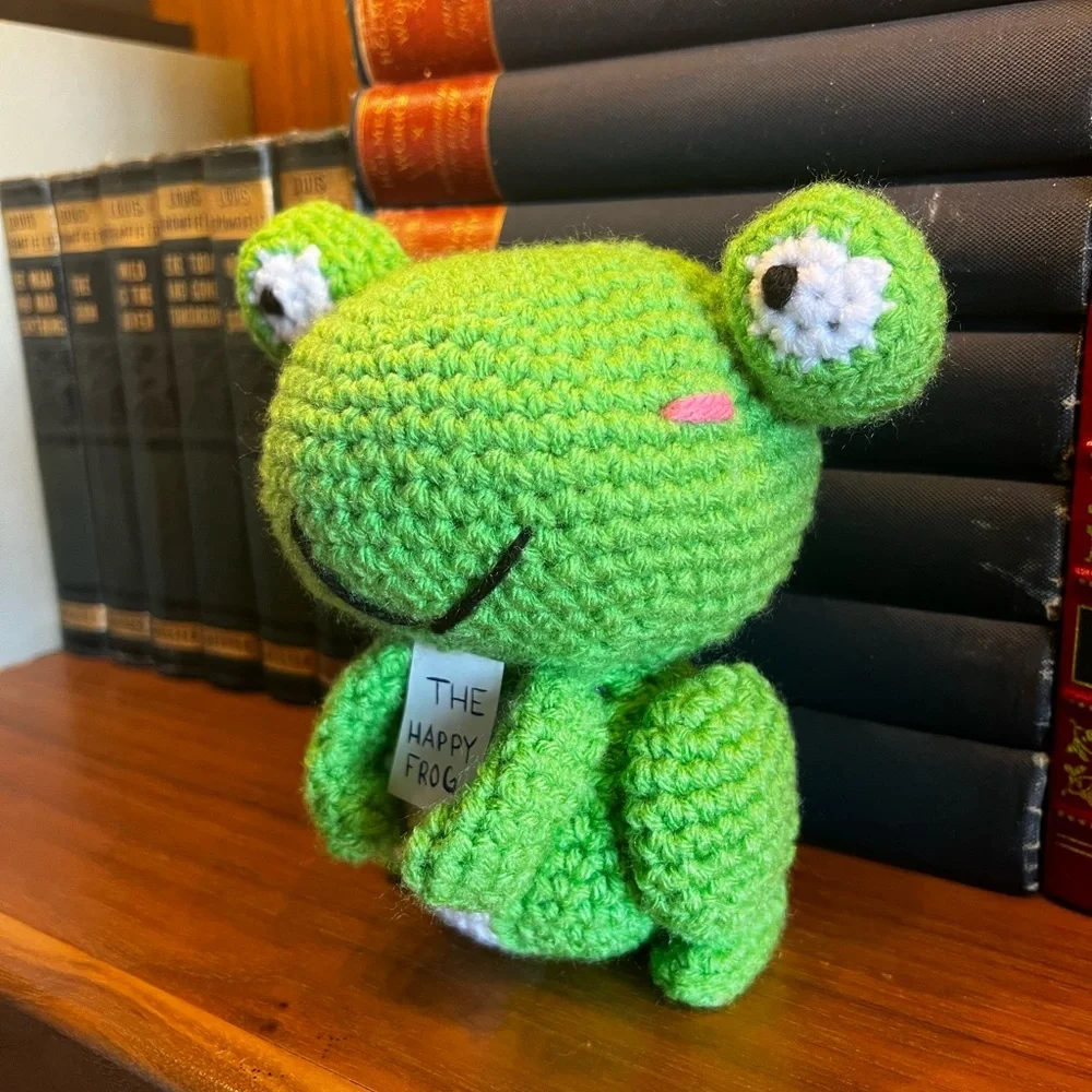 The Happy Frog Stuffed Animal Plushie Hand Crocheted! - Picture 10 of 11